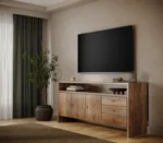 Monterey Large Home Entertainment Console, HME3250AL, Walnut Wood, 100 Natural Stain & Standard Hardware 478T-MBBG image of console