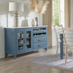 Castlebar Server CASC22SS-GM. Top in Wormy Maple with 406 Powder stain, Base in Maple and 32P Rain Cloud paint with standard hardware K6373-128-SIM