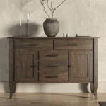 Jamestown Buffet, JTNC01BS, Rustic Cherry Wood, 404 Brindle Stain, and Custom Hardware TK1013BLK & TK900BLK Jamestown Buffet, JTNC01BS, Rustic Cherry Wood, 404 Brindle Stain, and Custom Hardware TK1013BLK & TK900BLK