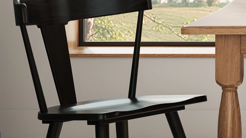 Saylor Chair, SAY9904, Oak Wood & 402 Mocha Stain closeup
